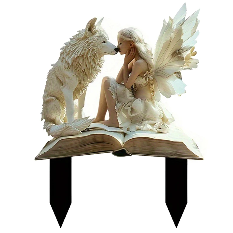 Majestic Wolf And Fairy акриловая вставка для цветочного горшка подходит горшечных