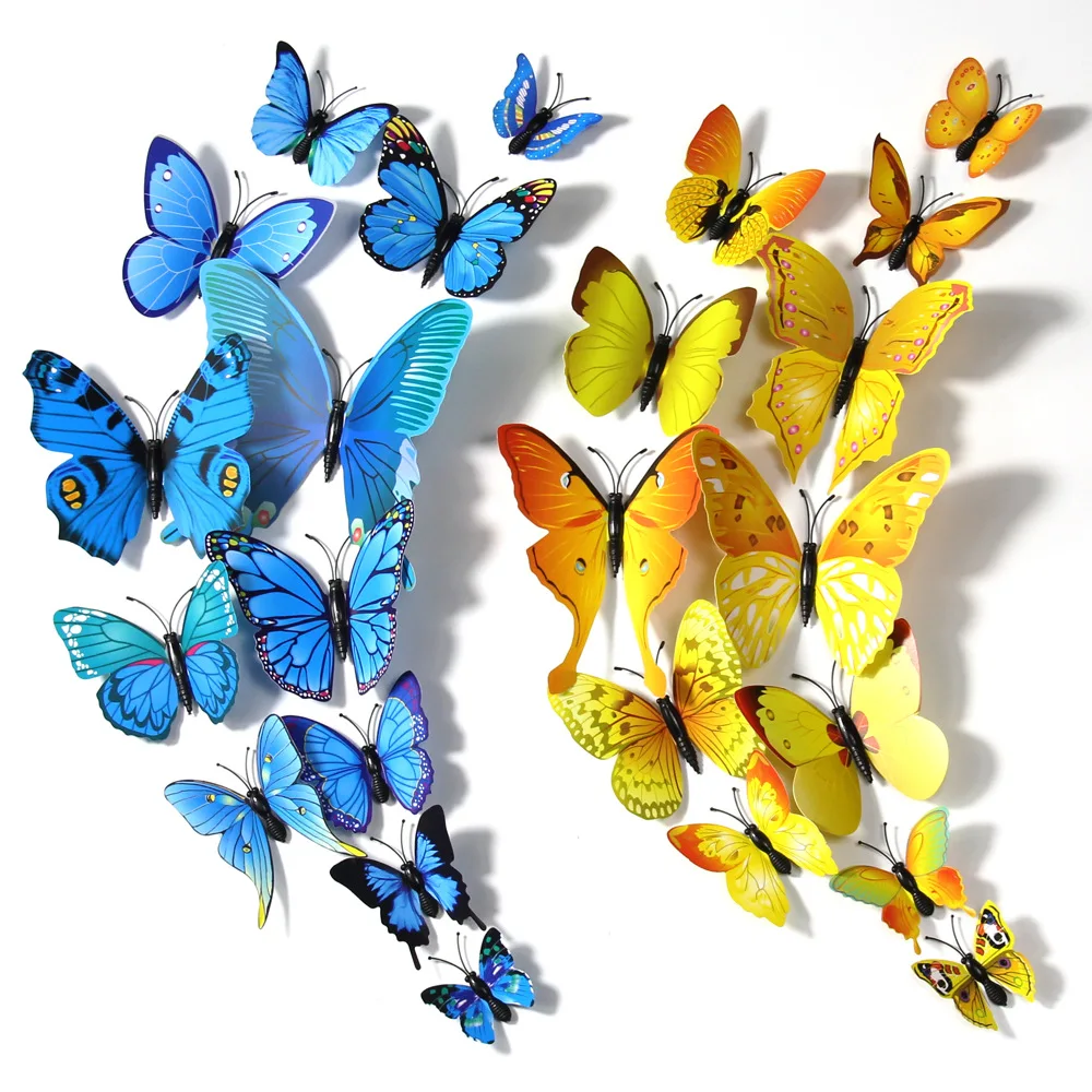 

12Pcs/Set 3D Wall Stickers Stereo Simulation Butterfly Home Wall Decor Fridge Stickers Kids Room Decorations DIY Decoration