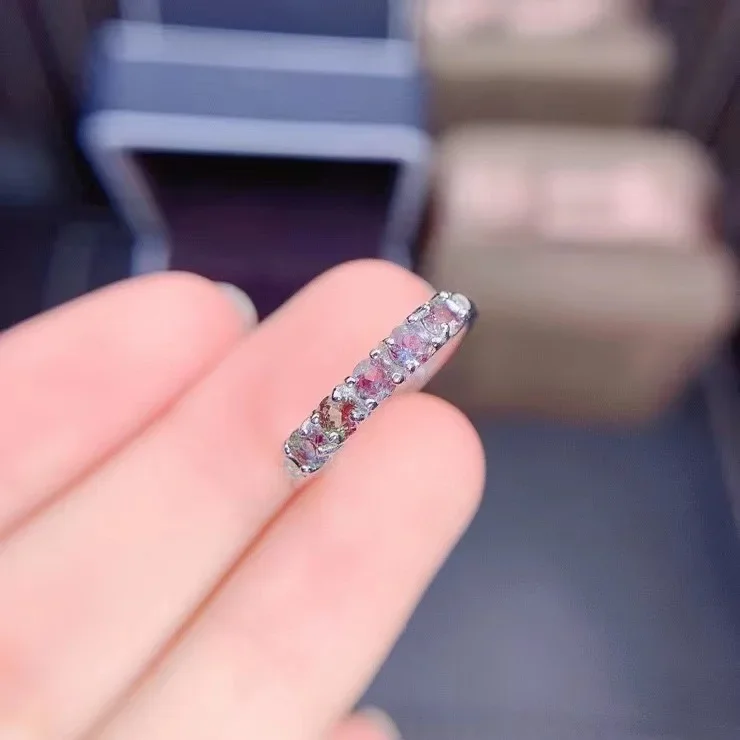 Новое настоящее серебро 925 кольцо с камнем Александра кольца изменяемого размера