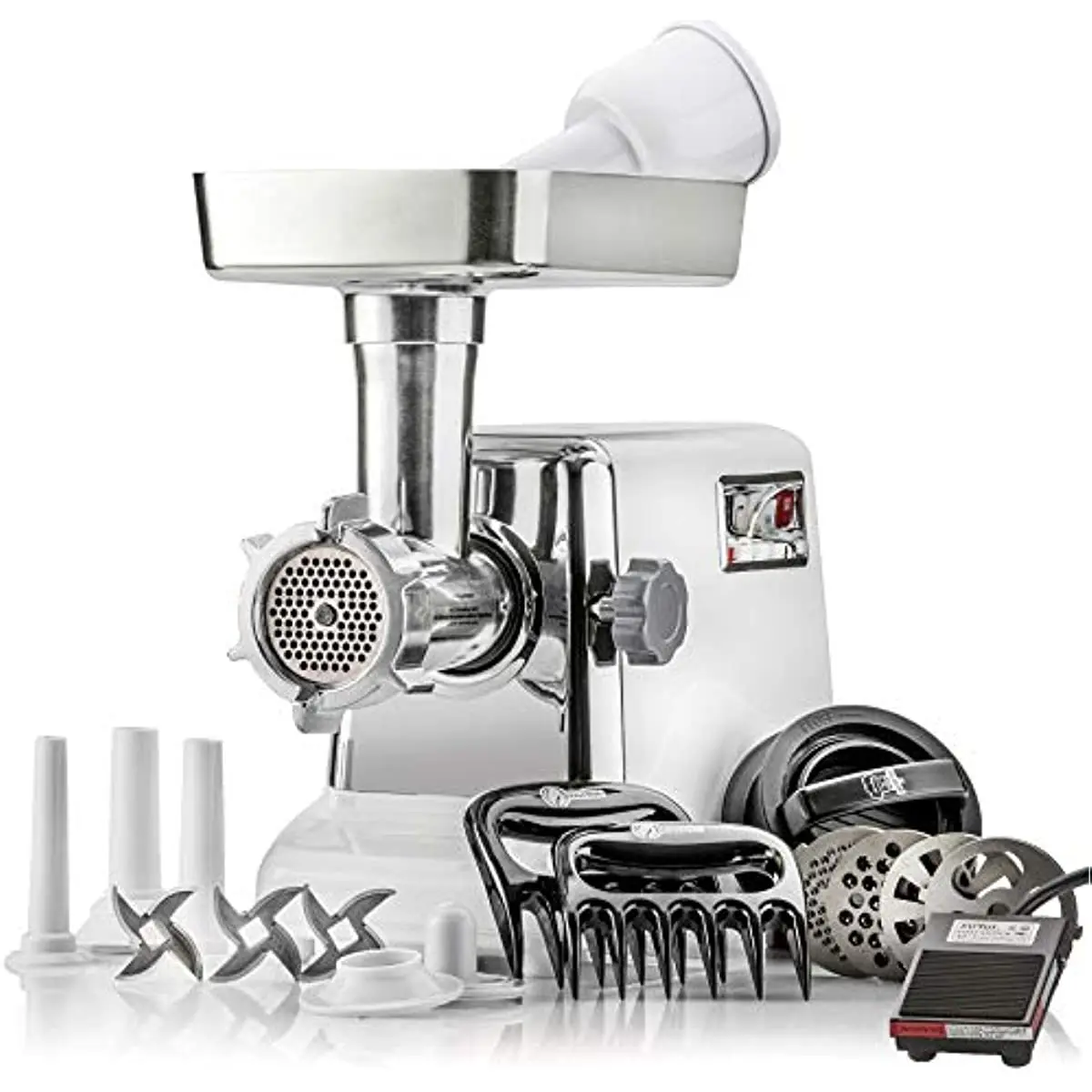 STX Turboforce 3000 Series 6-In-1 Powerful Size #12 Electric Meat Grinder with Foot Pedal • Sausage Stuffer