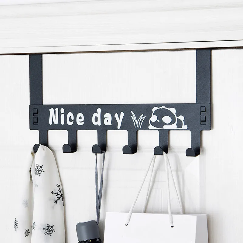 

Clothes Coat Hanger Towel Holder Iron Crafts Cupboard Door Back Storage Rack Hook Home Decor Multi-purpose Punch-free Organizer