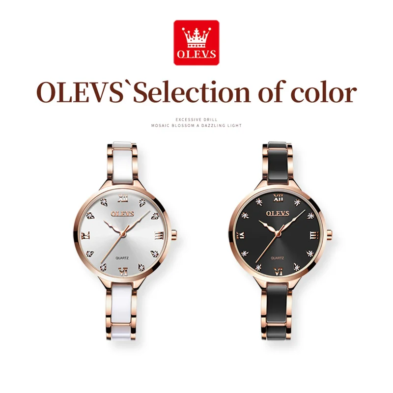 OLEVS Brand Fashion Women Watch Black Ceramics Band Bracelet Ladies Watches Quartz Female Clock Dropshipping Relogio enlarge