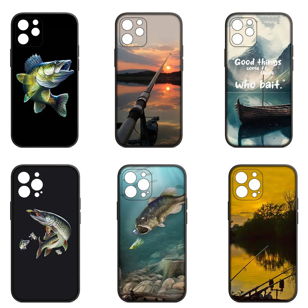 Fly Carp Fishing Rod Fish Soft Cover Phone Casing for Apple iPhone 16 15 14 13 12 11 Pro Max 6 6s Plus + SE 16+ Case