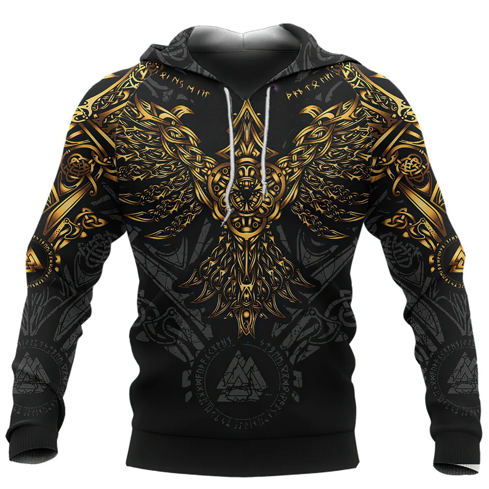 

Símbolo bonito viking tatuagem 3d impresso primavera unisex camisola com capuz pulôver casual camisola solta jaqueta masculina X