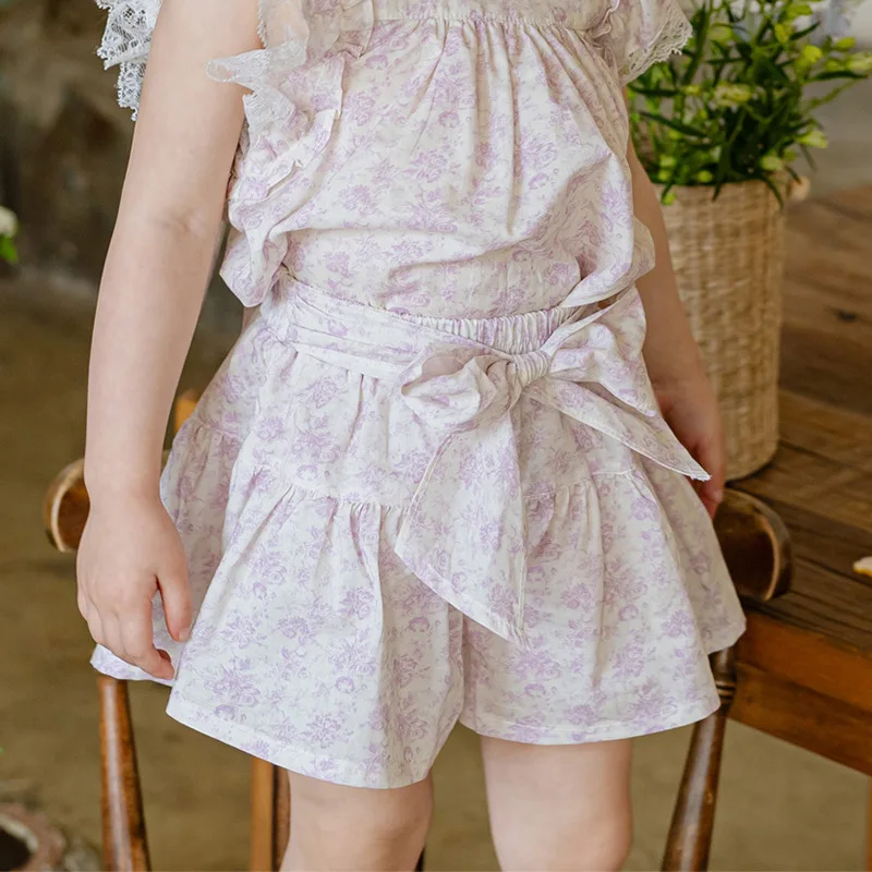 2024 летние новые стильные шорты клубника Шан для девочек в корейском ретро стиле