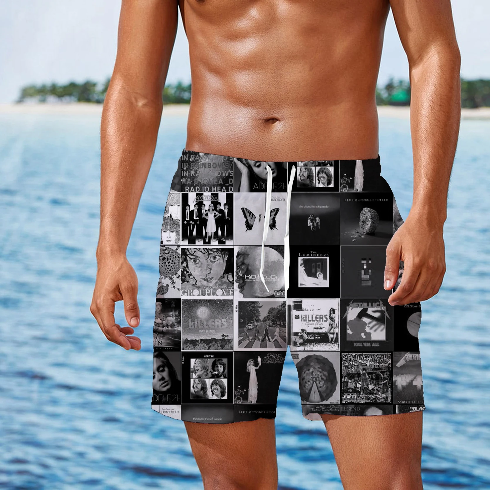 

2022 Summer Running Sports Pants Fitness 3D Black and White Anime Loose Pants Quick Dry Pants Lightweight Men's New Trendy Pants