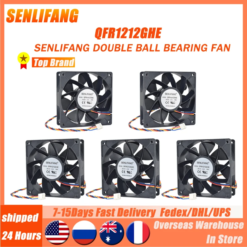 SENLIFANG double ball bearing Fan QFR1212GHE For S7 S9 T9 L3 BTC ETH Mining Cooler DC 12V 2.1A 120*120*38mm Cooling high quality