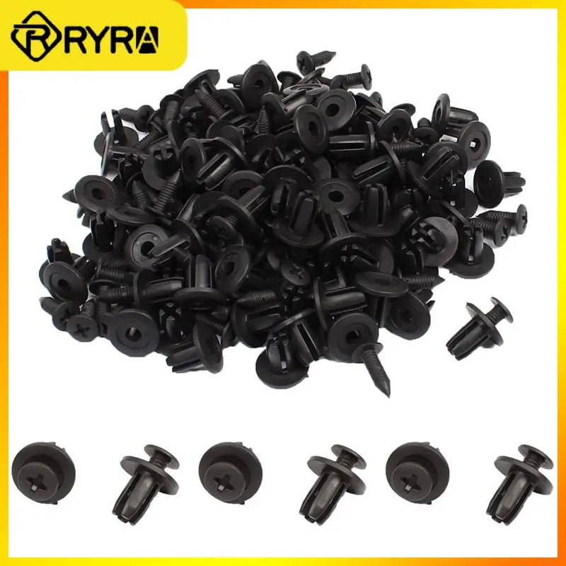 

50pcs Fasteners Black Cars Lined Cover Universal Durable Auto Fasteners Retainer Push Pin Clips Car Bumper Fender 6mm