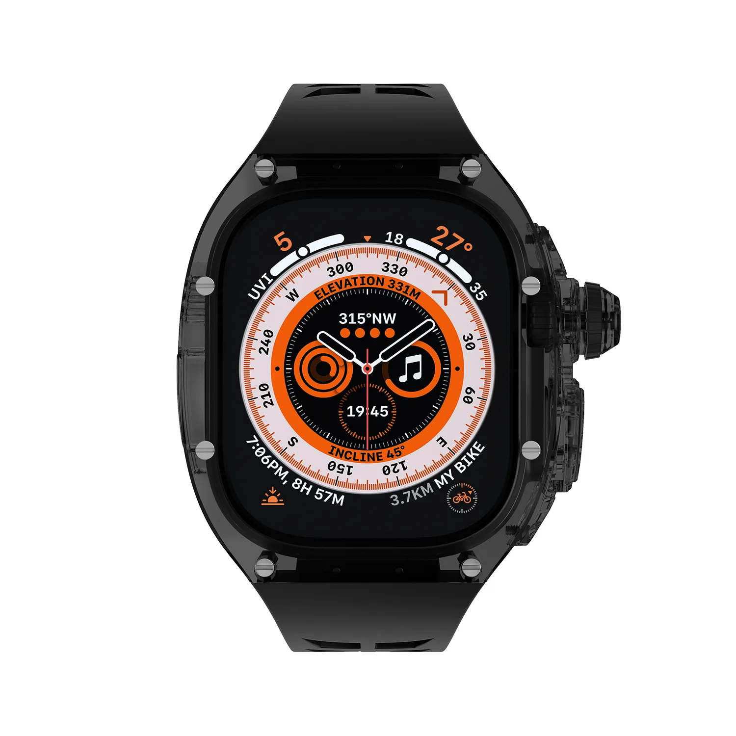 Luxury Modification Kit For Apple Watch Ultra 49MM Transparent Case For iWatch Series 49mm Sport Rubber Band Mod Kit Accessaries