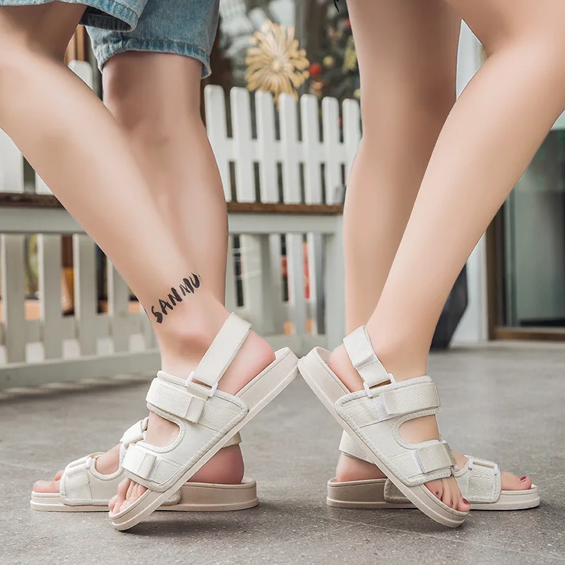 Blue Summer Outdoor Sandals Men Harajuku Style Flat Men's Casual Sandals Hook & Loop Men Fashion Sport Sandals sandalias hombre