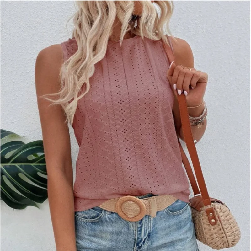 Модный пуловер майка без рукавов с круглым вырезом простой однотонный