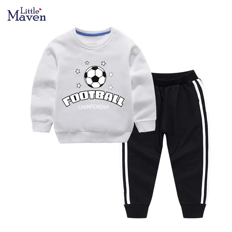 

Little maven 2022 Baby Boys Autumn Clothes Sets Cotton Casual Wear with Football New Fashion Cool Sets for Kids