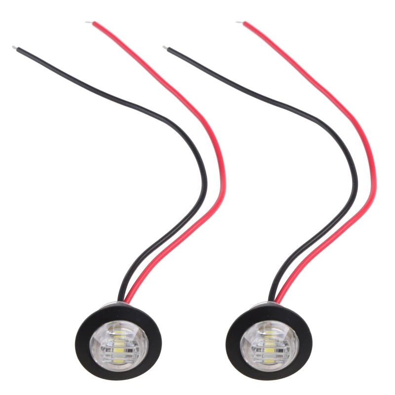 

2X Mini White 3/4" Round Side 3 LED Marker Trailer Car Light Waterproof
