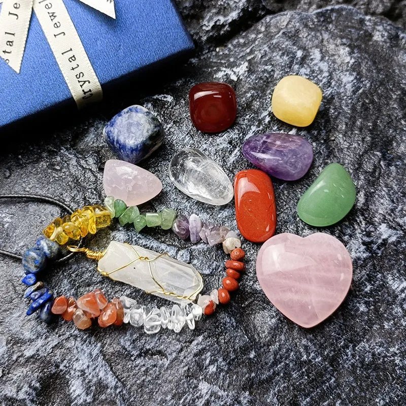 Natural Stone Crystal Gemstone Chakras Healing Quartz Mineral Ornament Home Decor Love Hexagon Pendant High Quality Gifts Box |