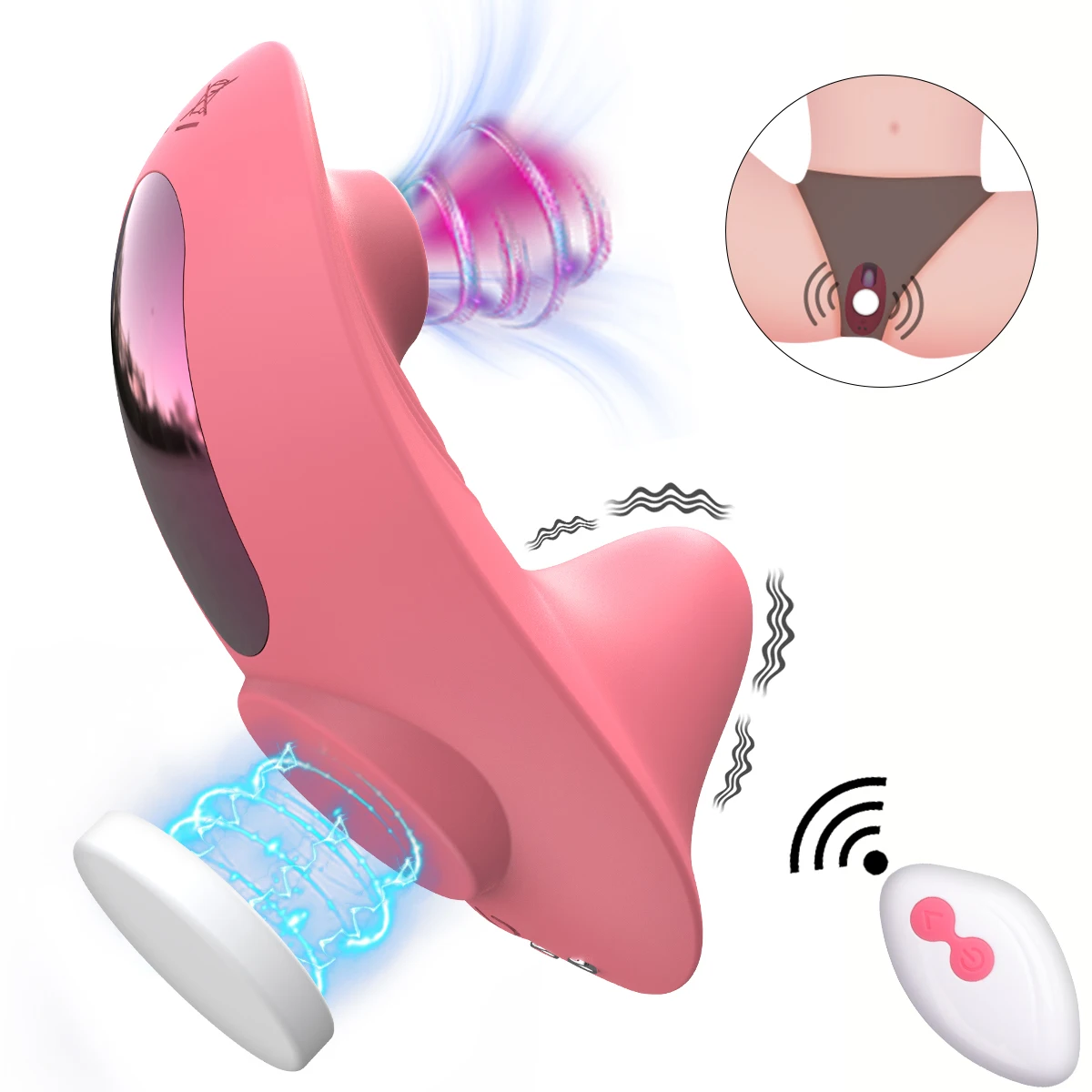 Пригодный для носки всасывающий вибратор 10 режимов пульт дистанционного