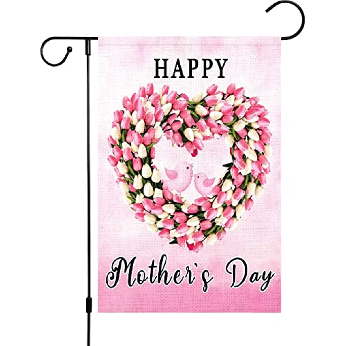 

Happy Mothers Day Garden Flag 12x18 Double Sided for Mom Pink Burlap Small Welcome Floral Flower Garden Yard Flags for Spring