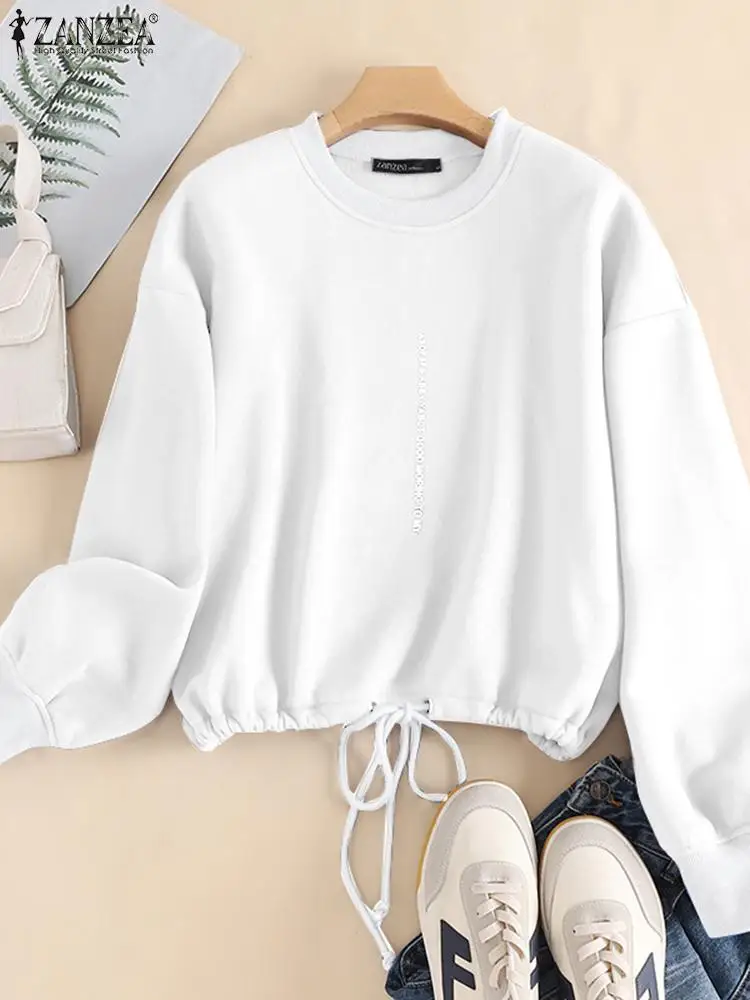 

Oversized ZANZEA Women Baggy Pullovers Tops Office Lady Loose Work Wears Long Sleeve Sweatshirts Casual Solid Holiday Streetwear