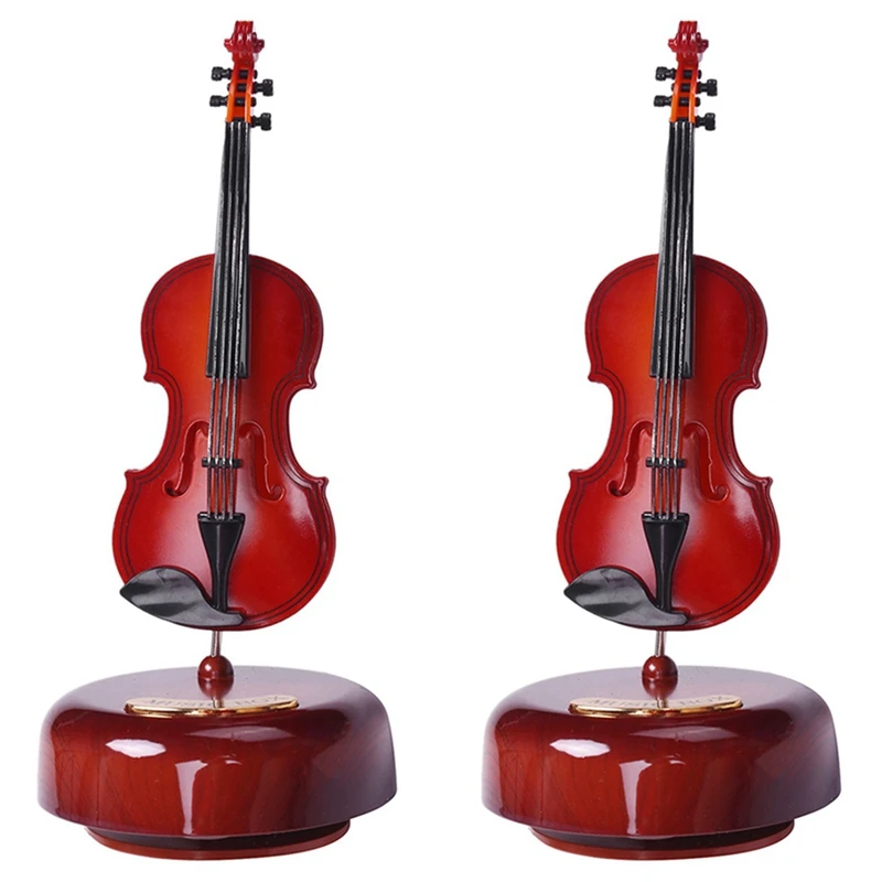 

2X Violin Music Box, Rotating Musical Base, Classical Music Box Instrument, Gift For Boys Girls Birthday Christmas CNIM Hot