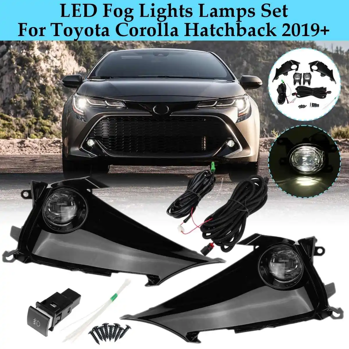 

Led DRL Daytime Running Lamp Fog Light Wires Switch Relay Waterproof for Toyota Corolla Hatchback 2019 2020 2021 4 Doors