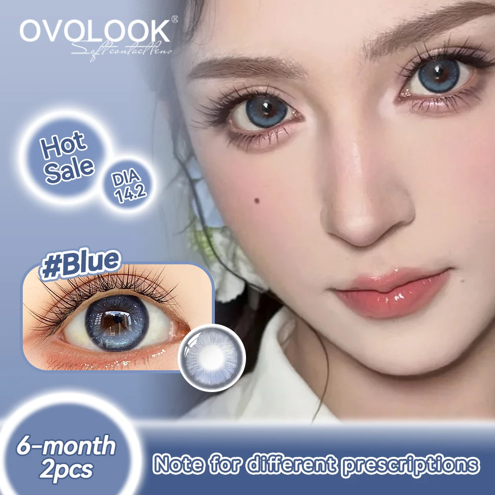 Фото OVOLOOK - Цветные контактные линзы для косплея в русском стиле, увеличивающие зрачок, цвета: Лесной зеленый/Темно-синий/Красный, для длительного ношения №1
