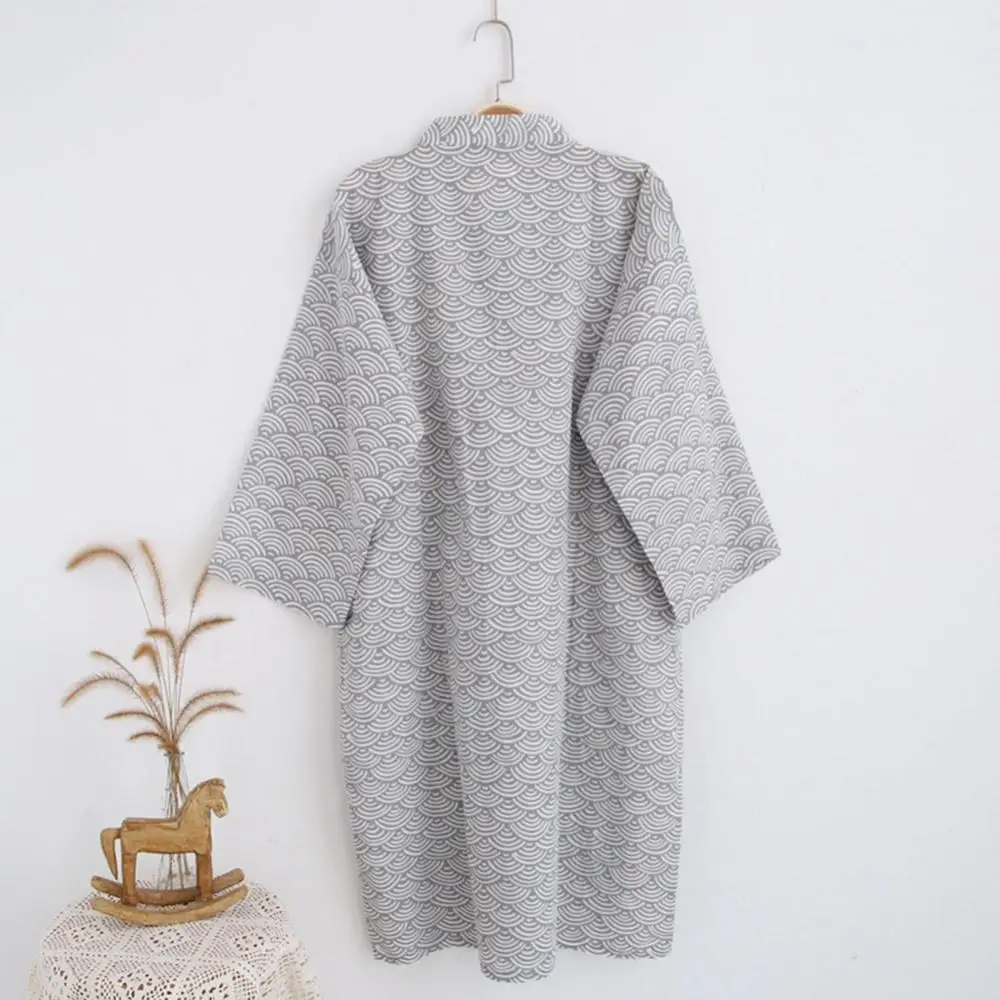 

Men Fashion Printing Kimono Robe Sleepwear Nightgown Loose Mid Length Bathrobe