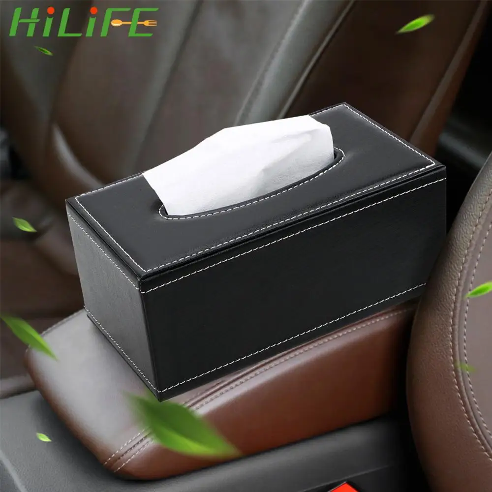 

HILIFE Home PU Leather Tissue Box Anti-moisture Home Kitchen Organization Paper Holder Rectangular Tissue Paper Napkin Box