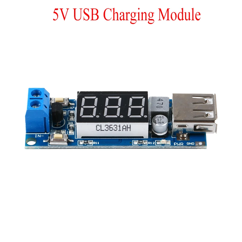 5V USB Charging Module Digital Display Power Supply Module Blue Car Battery Voltmeter