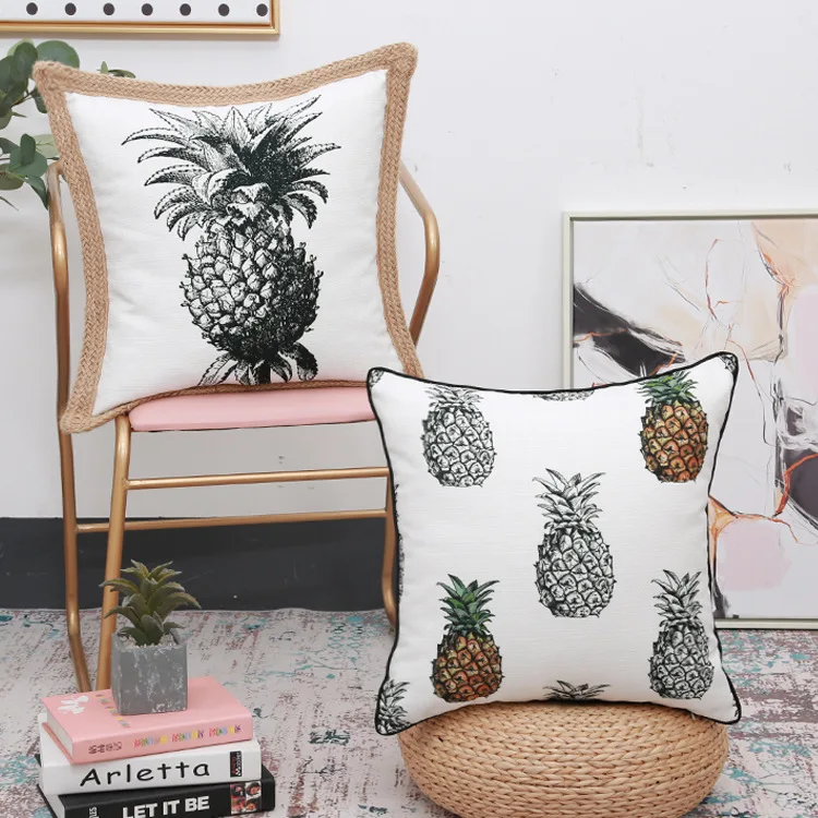 

Летняя Подушка с ананасами для девушек, наволочка из хлопка и льна с цифровой печатью для дивана, украшение для дома, наволочка для дивана
