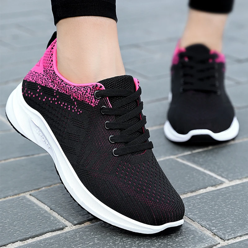

Women Mesh Sport Shoes Flats Sneakers 2023 Spring New Casual Loafers Fashion Breathable Running Shoes Walking Platform Zapatos