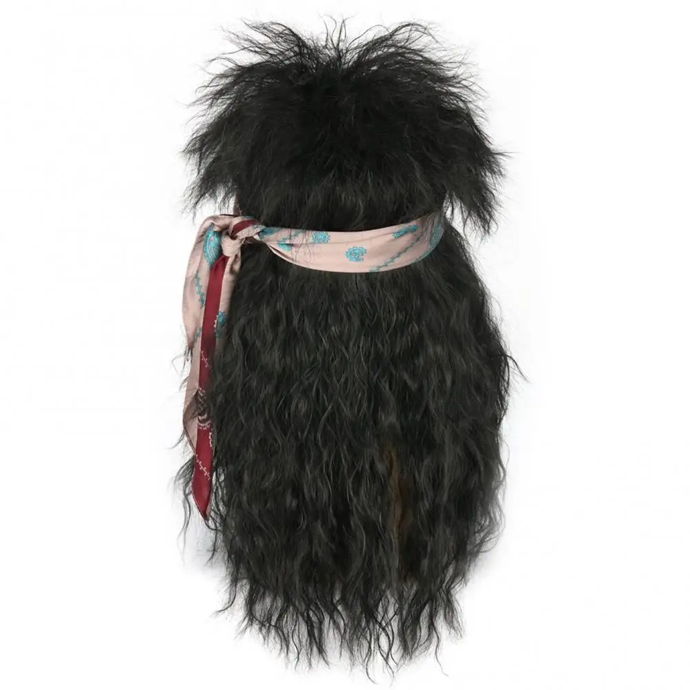 

Cosplay Wig Curly Long Hairpiece Men Halloween Costume Punk Heavy Metal Rocker Hairpiece