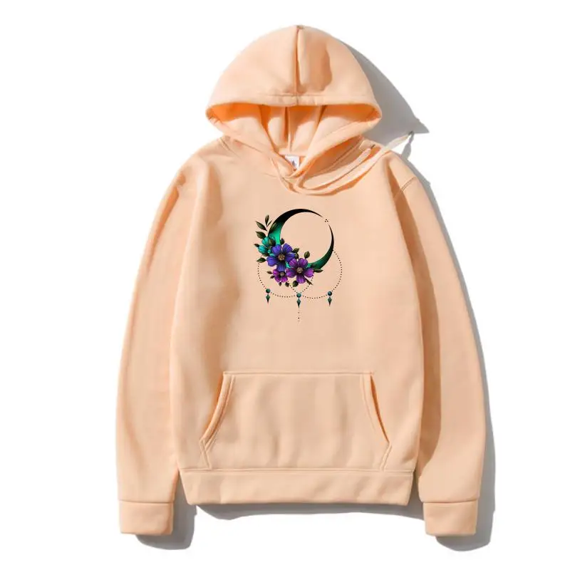 

Худи женское с цветочным принтом и луной, с капюшоном