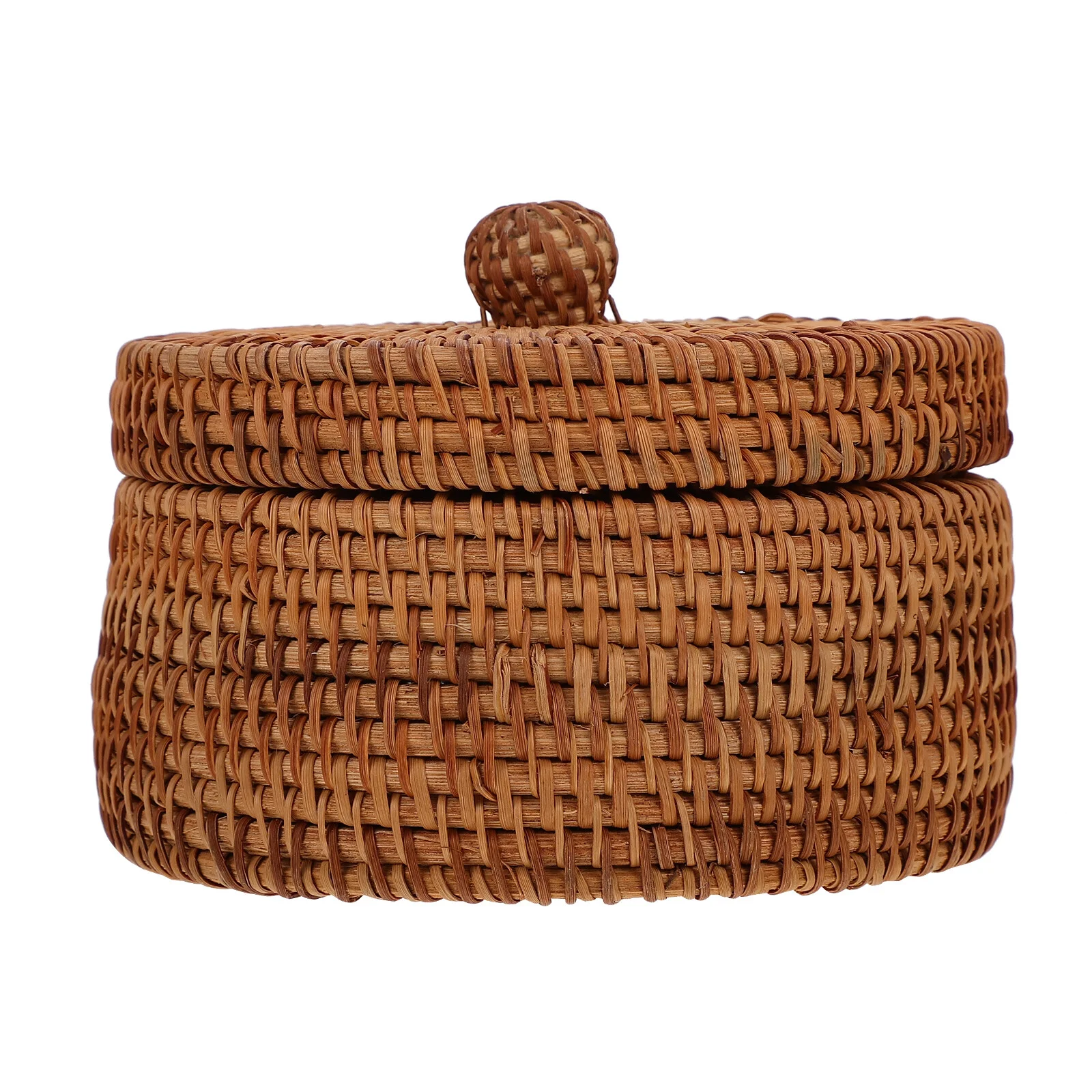 

Wicker Basket With Lid Hand- Woven Rattan Boxes Vintage Woven Storage Basket for Home Kitchen Desk Storage Bin