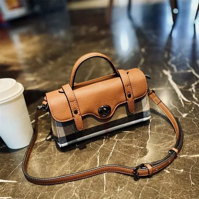 

Genuine Leather Fashion Plaid Crossbody Bags for Women 2023 New Luxury Small Shoulder Bag Female Brand Designer Trends Handbags