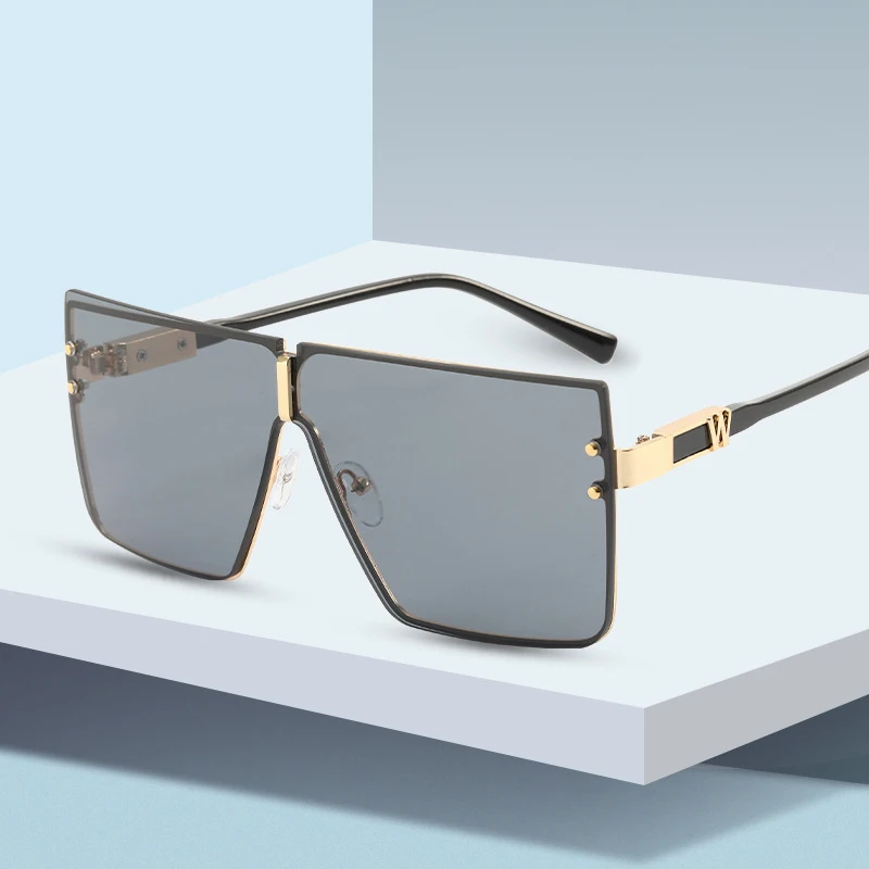 

Letter W Big Square Frame Sunglasses For Women Men Brand Design Luxury Vintage Retro Fashion Ladies Male UV400 Glasses Eyewear
