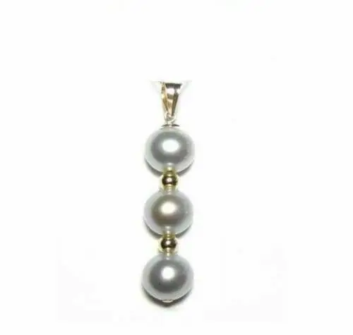 

BEAUTIFUL SOUTH SEA 9-10mm Gray Pearl 14K GOLD PENDANT NECKLACE 18''