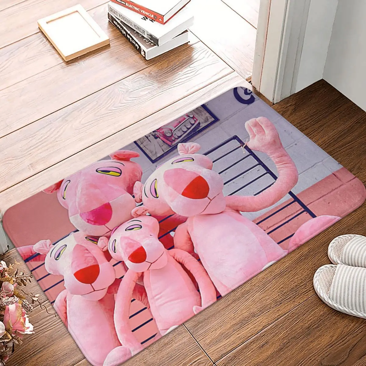 

Pink FamilyBathroom Mat Pink Panter Doormat Kitchen Carpet Balcony Rug Home Decoration