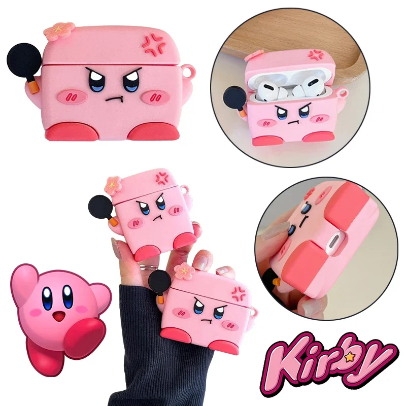 Креативный чехол для наушников Kirby Airpods 1 2 3 4 Pro Pro2 силиконовый с защитой от падения