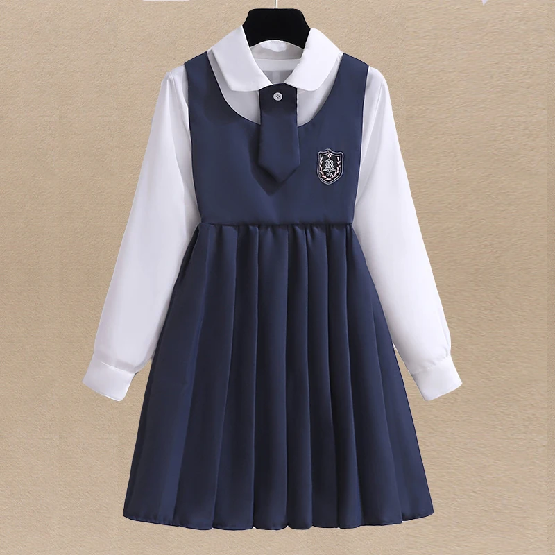 Vestido de primavera-otoño para niñas, uniforme escolar, blusa, traje para adolescentes, 6,...