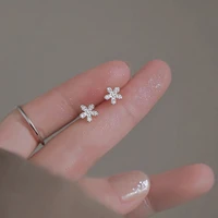 hot sale exquisite handmade small flower women earring sparkling cubic zirconia bohemia stud earring wedding birthday gift