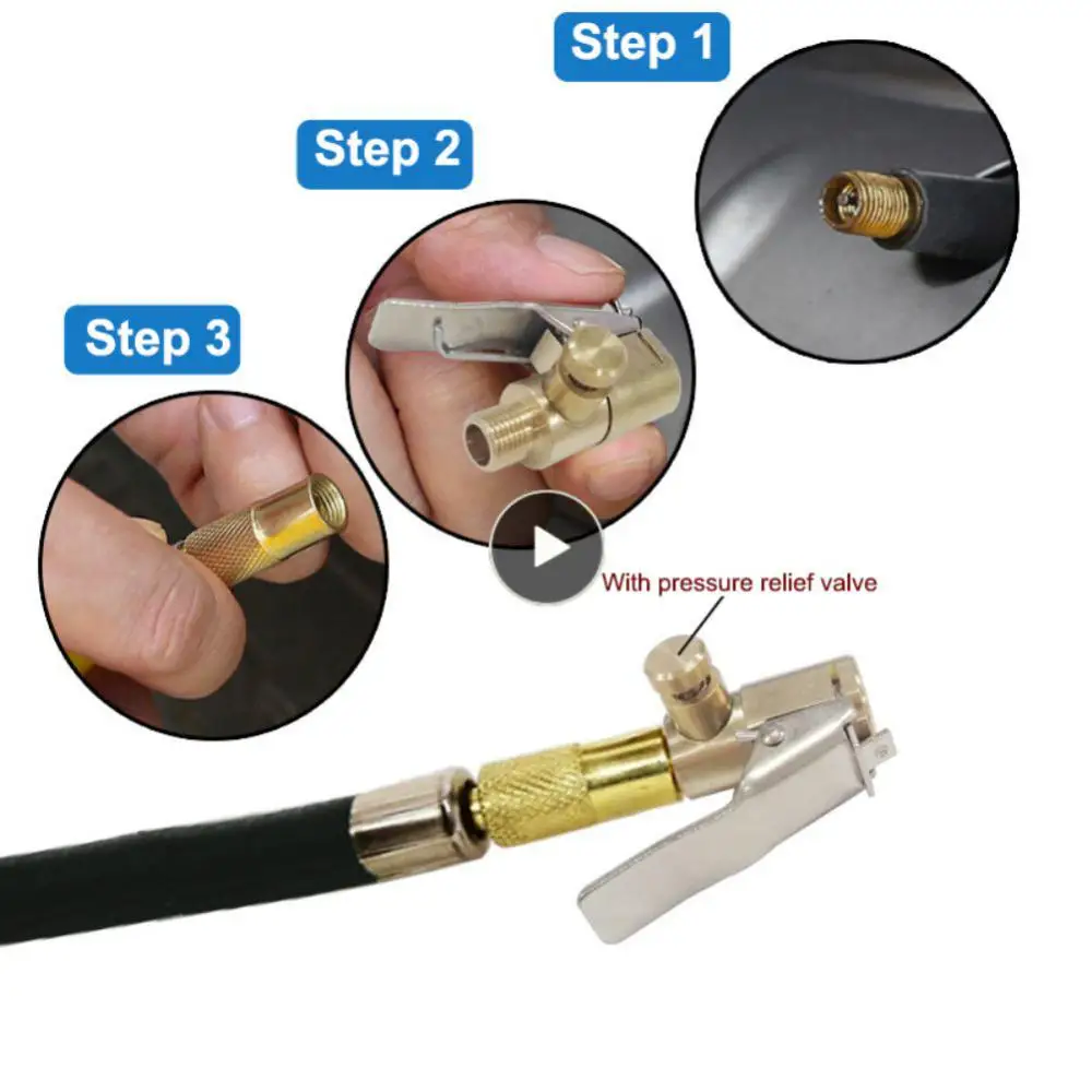 

Copper Car Air Pressure Gauge Pump Nozzle Portable Universal Tire Pressure Gauge Filling Nozzle Durable Car Accessories