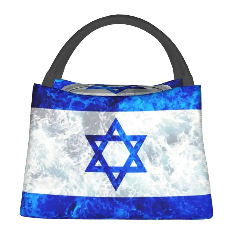 

Flag Of Israel Thermal Insulated Lunch Bags Women Ocean Waves Portable Lunch Container for Travel Multifunction Meal Food Box