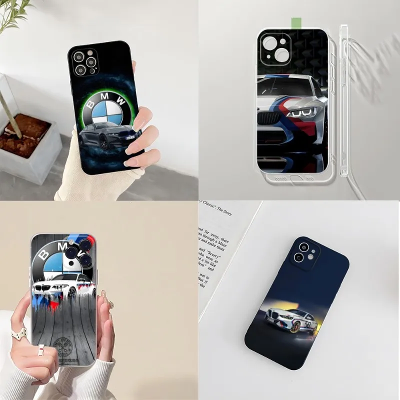 

Чехол для телефона BMW Sports Drift Car 2023 для IPhone 14 12 13 11 Pro Max Mini X XR XS Max 7 8 Plus, черный с прозрачным чехлом
