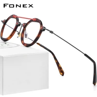fonex acetate titanium glasses men 2022 new retro round transparent prescription eyeglasses women optical frame eyewear f85712