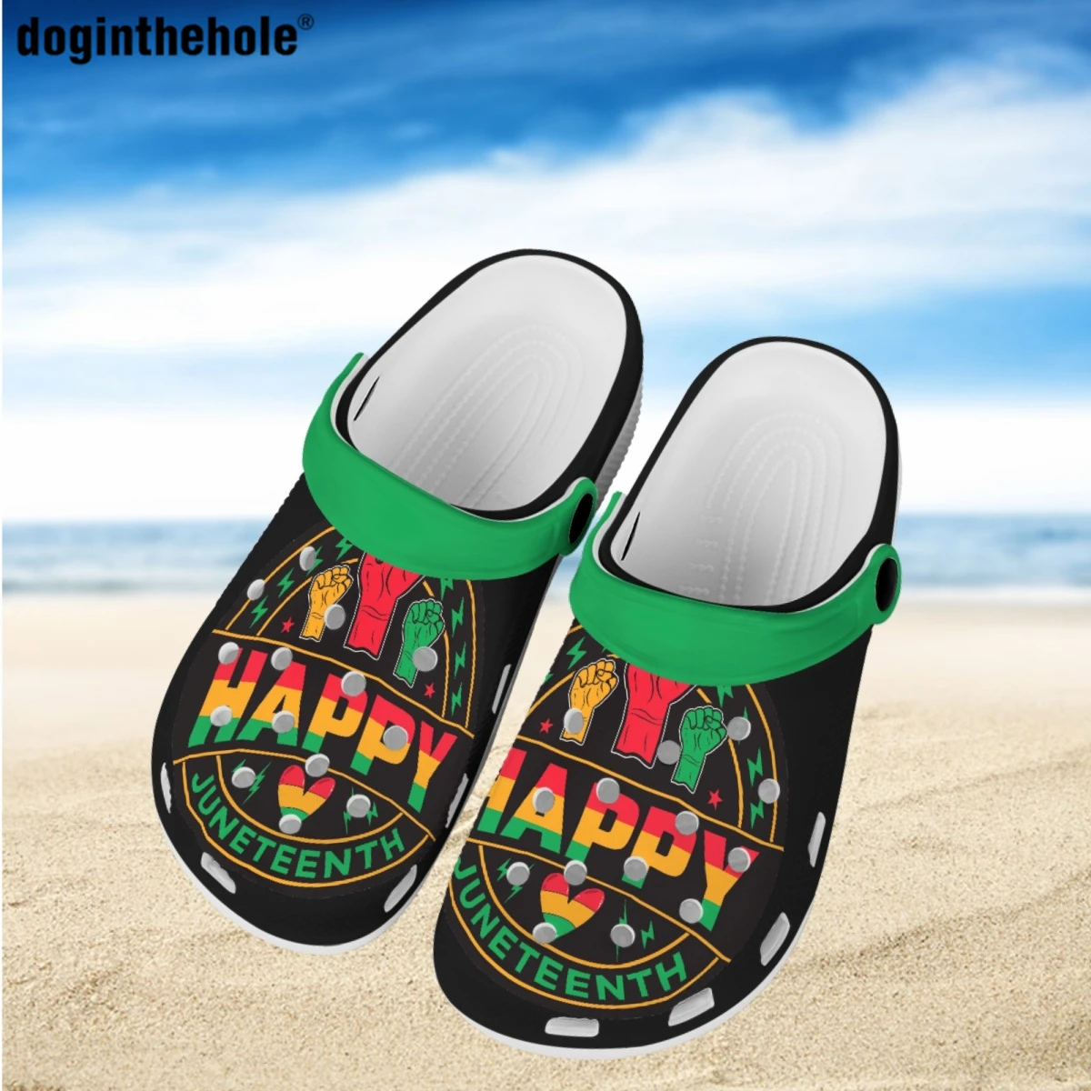 

Doginthehole счастливого июня женские туфли с отверстиями Летние Новые легкие дышащие тапочки мужские уличные пляжные сандалии садовые Сабо
