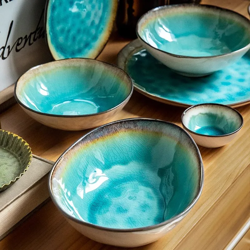 Синяя печь для смены тарелки зарядное устройство обеденные наборы украшение