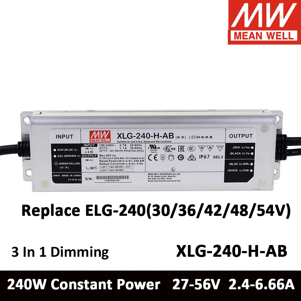 Тайвань MEAN WELL Xlg-240 H L M Series 750 мА 1400 4900 Блок питания 240 Вт Постоянная мощность