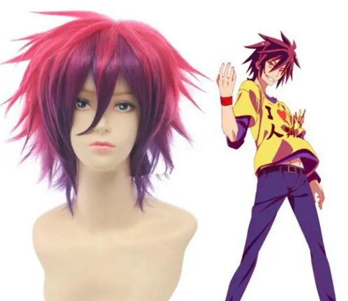 

Anime No Game No Life Sora Cosplay Short Fluffy Layered Mixed Color Heat Resistant Synthetic Hair Wigs+Free Wig Cap Cosplay WIg