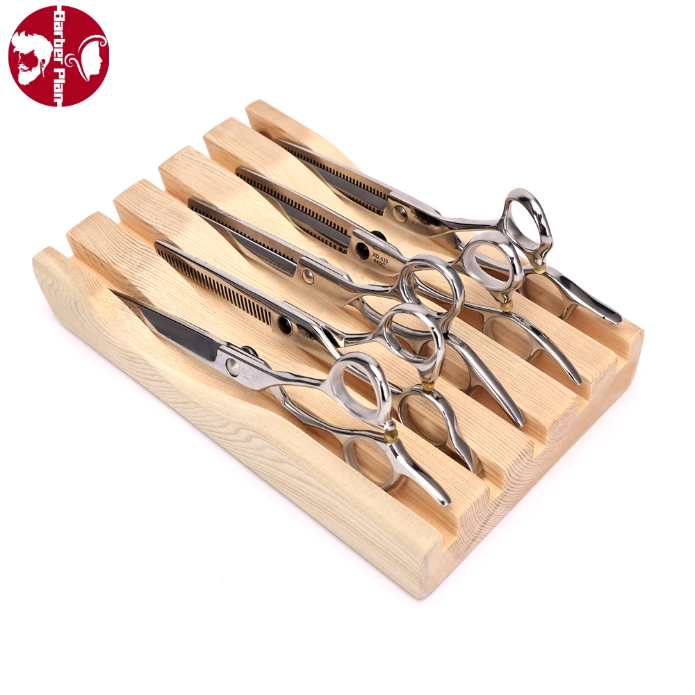 Wooden Hair Scissors Storage Rack Haircutter Tools And Razor Display Shelf Barber Professional Hairdressing Tool Storage Stand