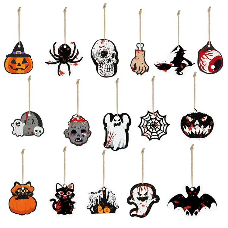 Tag Funny Pumpkin Skull Ghost Hanging Pendants Card Diy Art Crafts Gift Wrapping Halloween Party Decor Supplies