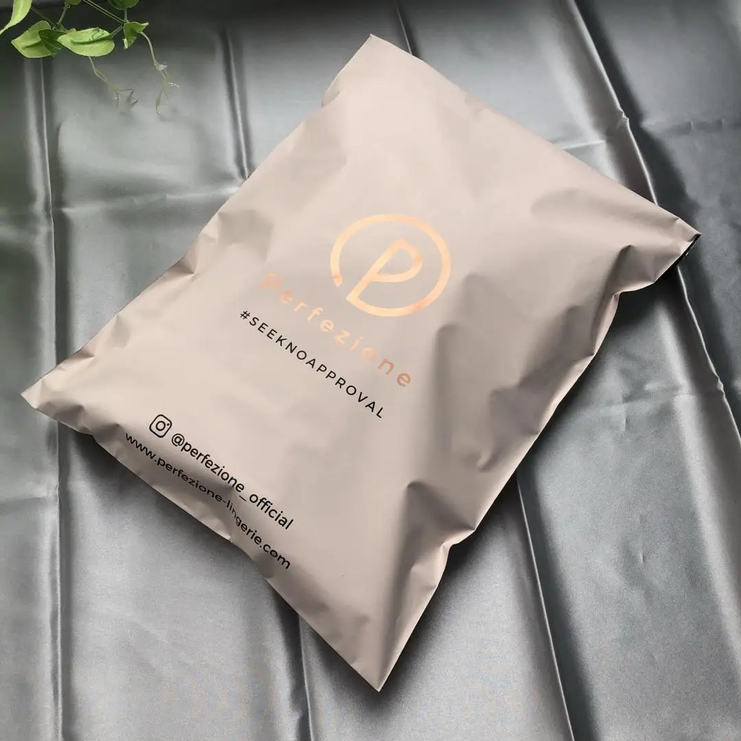 biodegradable wholesale high quality peach custom printed rose logo poly mailers plastic packaging bag for clothing